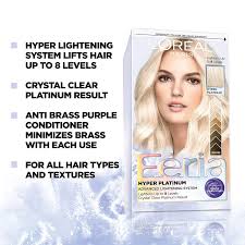 Sally beauty offers a variety of salon professional hair lighteners and hair bleaches to lift some of the natural color out of your hair and make way for new hair color. Buy L Oreal Paris Feria Hyper Platinum Advanced Lightening System Hair Bleach Hair Lightening Up To 8 Levels Platinum Blonde Hair Results With Anti Brass Purple Conditioner Online In Indonesia B08hny19l4