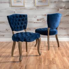 Navy blue textured solid chunk texture. Bates Tufted Navy Blue New Velvet Dining Chairs Set Of 2 Hayneedle