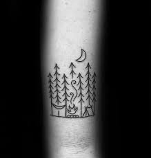 Famed within a circle shape is this cute little campground. 60 Camping Tattoos For Men Wilderness Design Ideas