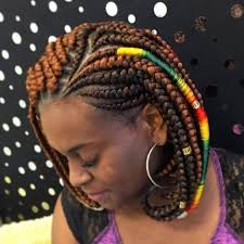 Black And Rainbow Jumbo Box Braids African American Hair In Jumbo Rainbow Braids Bob Braids Bob Braids Hairstyles Bob Box Braids Styles
