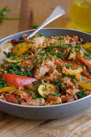Hahnchenstreifen Auf Pikantem Gemuse Und Reis Rezept Hahnchenstreifen Reisfleisch Rezept Gerichte Mit Hahnchen
