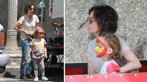 Mother's work is never done! Sara Gilbert S Son Rhodes Sports Iron Man Face Paint Photos