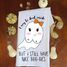May Be Dead Inside Nice Boobies Ghost Dish Towel | Mysite