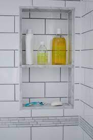 Carrara Marble Shower Niche Sides Surround Without Center Shelf With 2x2 Marble Back Tile Shower Niche Shower Niche Bathroom