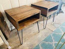 Mid Century Modern Style End Tables Industrial Style Side Etsy In 2020 Side Table Wood Industrial Livingroom End Tables
