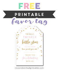 Punch a hole and string a ribbon through to attach them to party favors and gifts! Free Printable Thank You Tags Twinkle Twinkle Little Star Favor Tags Baby Shower Birthday Instant Download Instant Download Printables