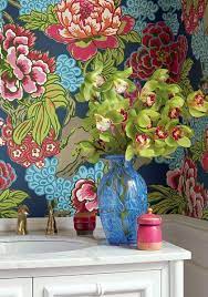 Honshu Island Is Renowned For Its Japanese Gardens Inspired By These Great Gardens This Pattern S La Honshu Wallpaper Thibaut Wallpaper Powder Room Wallpaper