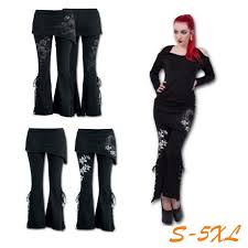 These boho leggings are xtra soft and feature a pretty paisley vertical stripe, stretchy fit that opens into a loose bell, complete with a comfy. Women 2 In 1 Boot Cut Leggings With Micro Slant Skirt Gothic Punk Lace Up Bell Bottom Leggings Sports Yoga Pants Wish