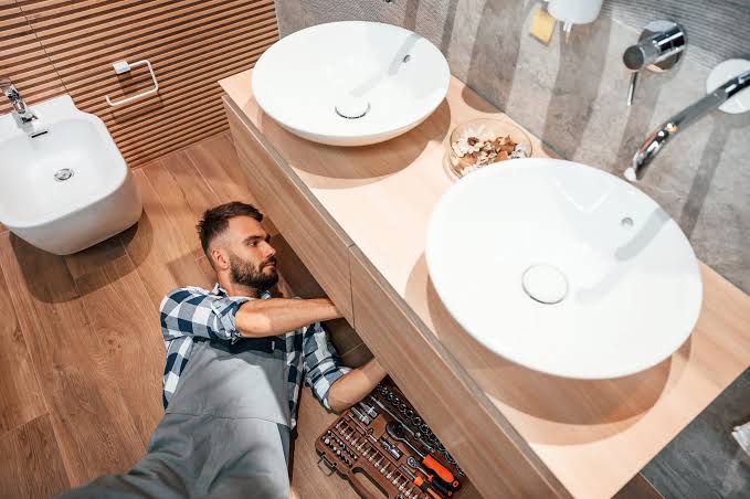 Modern Bathroom Renovation Setup, AI generated