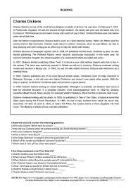Charles Dickens Reading English Esl Worksheets Reading Comprehension Worksheets Reading Skills Worksheets High School Reading