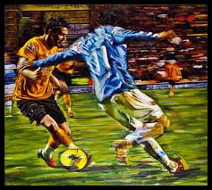 Beautiful Games Emotive Football Paintings By Rob Caddick Football Paintings Painting Football Art