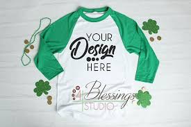 St Patricks Raglan Shirt Mockup Baseball Tshirt Green Shirt Mockup Mockup Free Psd Raglan Shirts