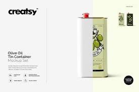 Olive Oil Tin Container Mockup Set