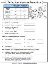 The task involves a list of 15 verbal expressions that need to be translated to algebraic expressions or equations. Matching Algebraic Expressions Worksheet Nidecmege