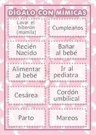 Digalo Con Mimicas Un Excelente Juego Para Baby Shower Baby Shower Unisex Ducha De Chicas Juegos Para Baby Shower