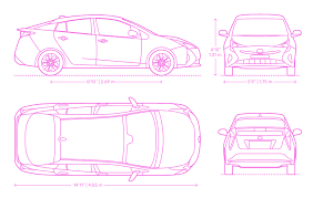 What is the width and length of the average car? Toyota Prius 2016 Dimensions Drawings Dimensions Com