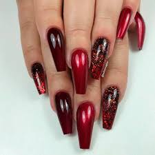 Acrylic Nails Red And Black Nail And Manicure Trends A light color on the top of the nail gradually blends into a darker color toward the tip.