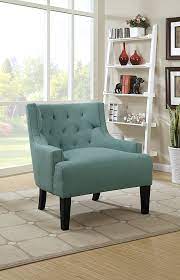 Amazon Com Poundex Boskone Ansley Microfiber Accent Chair Light Blue Kitchen Dining Accent Chairs Furniture Upholstered Chairs