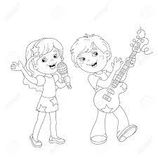 38+ children singing coloring pages for printing and coloring. Coloring Page Outline Of Cartoon Boy And Girl Singing A Song Royalty Free Cliparts Vectors And Stock Illustration Image 58327973