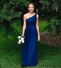 David S Bridal Bridesmaid Jenni In A Long One Shoulder Navy Blue Bridesmaid D Royal Blue Bridesmaid Dresses Davids Bridal Bridesmaid Dresses Braidsmaid Dresses