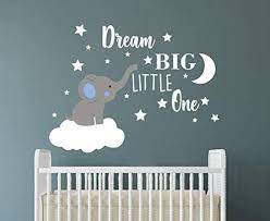 Dream Big Little One Elephant Wall Decal Quote Wall Stickers Baby Room Wall Decor Vinyl Wall Decals For Children Baby Kids Boy Girl Bedroom Nursery Decor Y42 Blue 42 Amazon Ae Baby