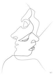 Black And White Pop Art Line Drawing Close On White Quibe Canvas Print Face Line Drawing Face Lines Line Drawing