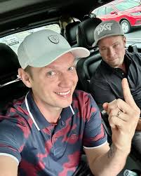 On our way to the course. In golf he plays chess and I play checkers 😂  #youknowiknow 😉