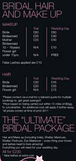 Wedding Hairstyle Price List Wedding Hair And Makeup Makeup Prices Makeup Price List