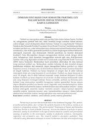 Pdf Dimensi Sintaksis Dan Semantik Partikel Euy Dalam Novel Budak Teuneung Karya Samseodi