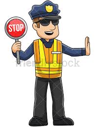 Male Police Officer Holding Stop Sign Vector Cartoon Clipart Friendlystock Traffic Police Cartoon Clip Art Police