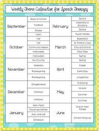 Here Is A List Of Weekly Themes By Month To Help You Organize Therapy Enjoy You May A Speech Therapy Themes Speech Therapy Activities Speech Language Therapy