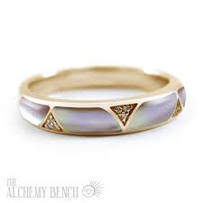 Lustrous Rose Passage Ii Women S Alternative Wedding Band In Pink Mother Of Pearl Alternative Wedding Bands Amazing Wedding Rings Alternative Wedding Rings