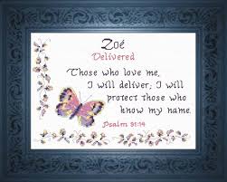 Zoe Name Blessings Personalized Cross Stitch Design From Joyful Expressions Cross Stitch Designs Names With Meaning Cross Stitch