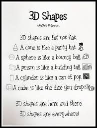 Math Poem 3rd Grade Poem Used To Introduce And Remember 3d Shapes Shapes Kindergarten Shape Activities Kindergarten Shape Poems