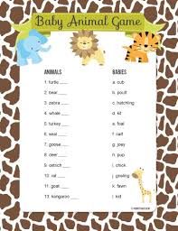 Baby Shower Games Animal Mother To Baby Match Up Game Baby Shower Decoration Ideas Baby Shower Bingo Jungle Safari Baby Shower Baby Shower Fun