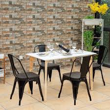 If you're after metal chairs for your home, restaurant, cafe or commercial application, our site is here to help. Ernest Metal Dining Chairs With Wood Seat Black Set Of 4 Walmart Com Walmart Com