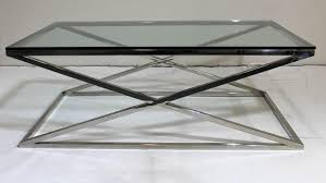 The table frame has a handsome chocolate chrome finish that's stylishly understated. Mid Century Modern Rectangular Glass Coffee Table Chrome X Base At 1stdibs