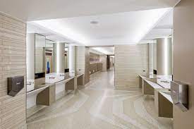 Bathrooms offer rainfall showers, hair dryers, and free toiletries. Airports Try Stall Tactic Better Bathrooms Wsj