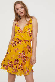 Short Flounced Dress Yellow Floral Women H M Us Dresses Fashion Outfits Verano