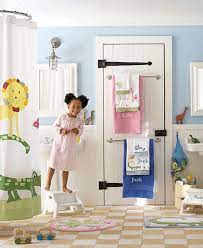 Framed wallpaper you can use wallpaper to decorate your bathroom without having to worry about covering every inch of wall space. Bathrooms Pottery Barn Kids Pottery Barn Kids Bathroom Kids Bathroom Bathroom Kids