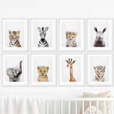 Safari Animal Print Set Of 8 For Nursery Decor Baby Animal Etsy Safari Nursery Decor Baby Animal Prints Baby Animal Nursery