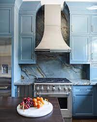 It's all in the backsplash. Blue Marble Countertops And Backsplash Contemporary Kitchen