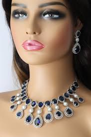 Collier Tina Blue Pearl CZ Collier diamant américain Bijoux indiens Collier  indien Bijoux pakistanais Bijoux Bollywood Bijoux tendance