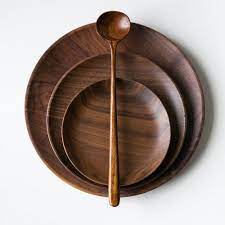 Primitive country folk art painted bowls and plates from the hearthside collection and others. Natural Wood Plate Dishes Fruit Tray Walnut Plates Dinnerware Sets Kitchen Tools Dark Walnut Solid W Wooden Tableware Wooden Kitchen Furniture Rustic Wood Bowl