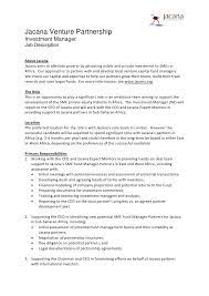 Job description in line with this role the investment manager will be expected to fulfil the following missions: Jacana Is Recruiting An Investment Manager