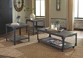 The best coffee table sets and end tables complete any living room. Includes Cocktail Table Two End Tables Brown Silver Bellenteen Casual 3 Piece Table Set Ashley Furniture Signature Design Living Room Table Sets