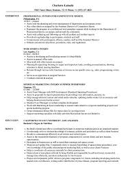 There are many qualities that are important to a marketer for a professional sports organization, but none is more important than a love for athletics. Intern Sports Resume Samples Velvet Jobs