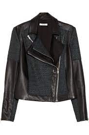 Helmut Lang Leather And Jacquard Jacket Net A Porter Com Veste En Cuir Veste Helmut Lang