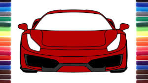All guide lines in this tutorial are in blue and will be erased later. How To Draw A Car Ferrari 488 Pista Front View Youtube