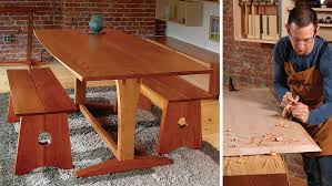 A table that consists of a board…. A Trestle Table With Modern Appeal Finewoodworking